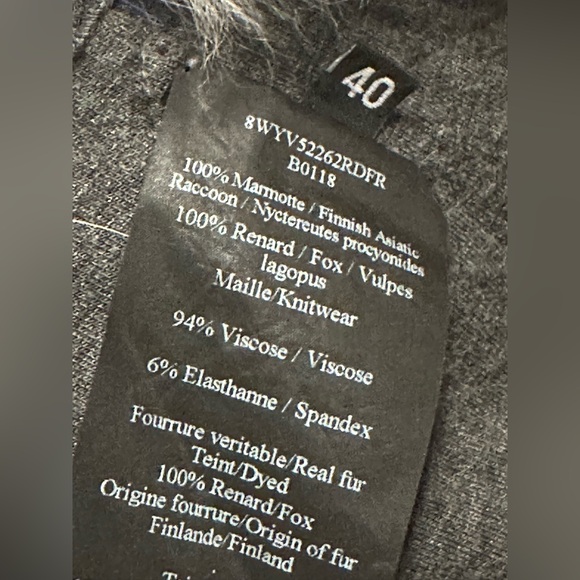 Grey & Multicolor Yves Salomon raccoon /Fox Fur Jacket Size EU 40 /US 10 - Picture 7 of 10